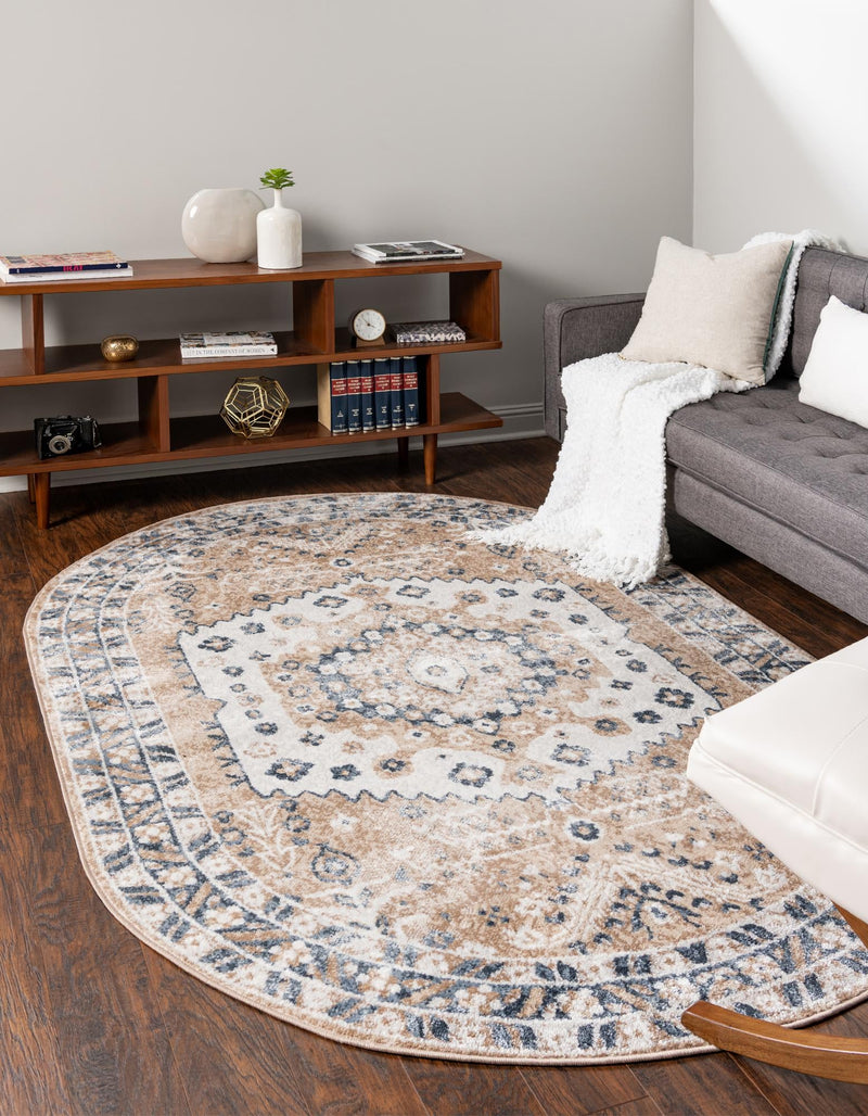 Cambridge Classics Collection Area Rug - Magdalene (Beige) Oval Beige lifestyle 14
