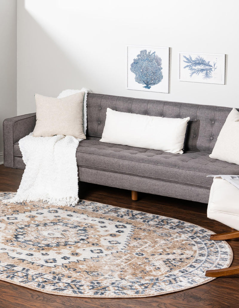 Cambridge Classics Collection Area Rug - Magdalene (Beige) Oval Beige lifestyle 20