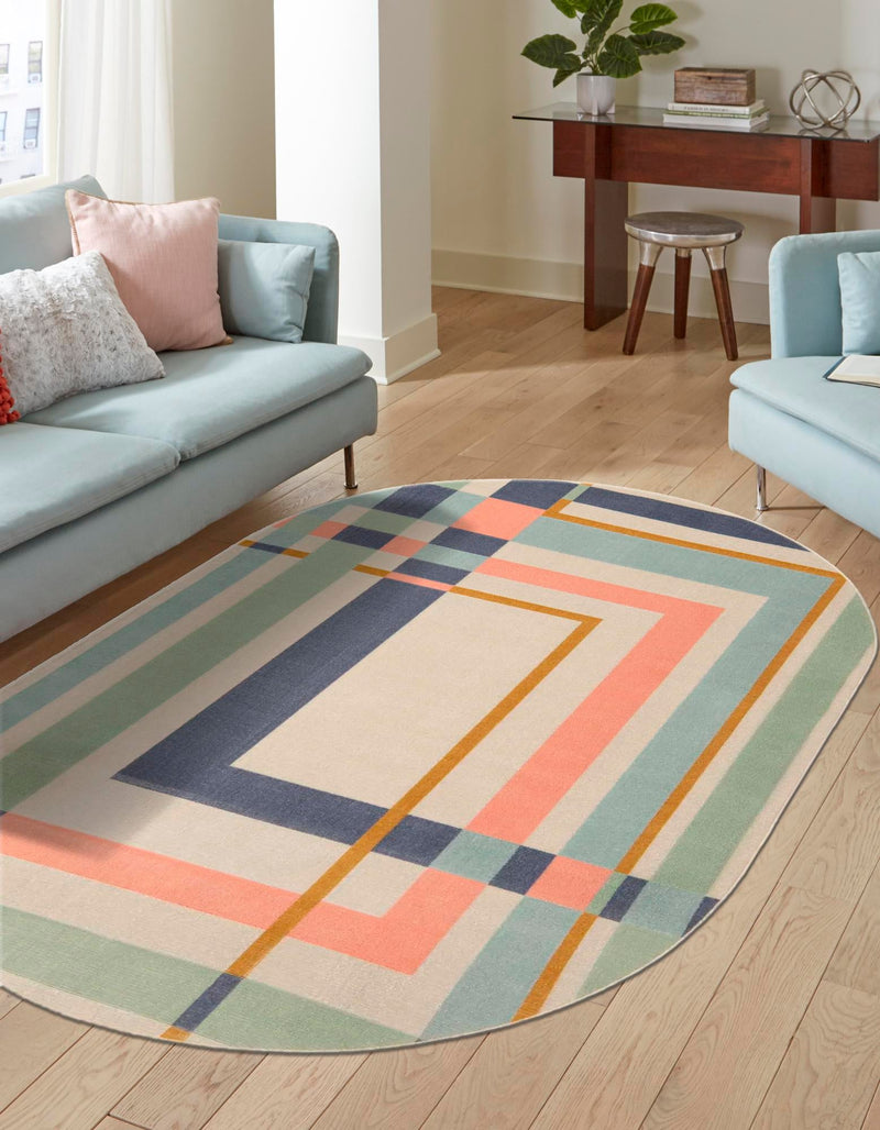 Lagoon Oasis Collection Area Rug - Reef Oval Multi lifestyle 14