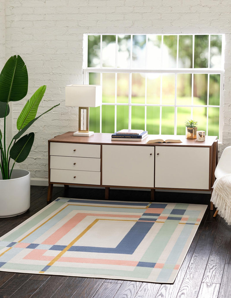 Lagoon Oasis Collection Area Rug - Reef Square Multi lifestyle 15