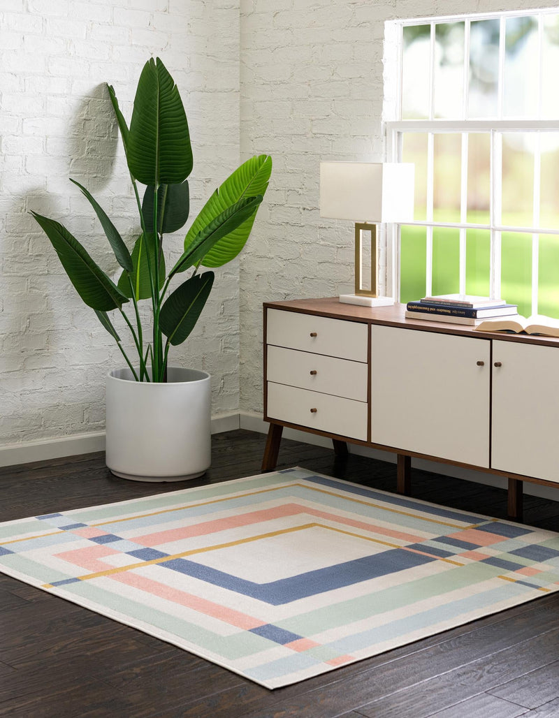 Lagoon Oasis Collection Area Rug - Reef Square Multi lifestyle 19
