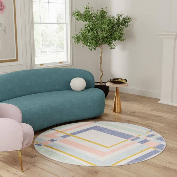 Lagoon Oasis Collection Area Rug - Reef Round Multi lifestyle 43
