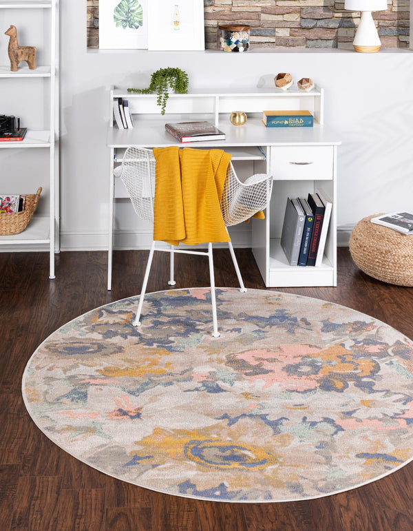 Lagoon Oasis Collection Area Rug - Atoll Round Multi lifestyle 37