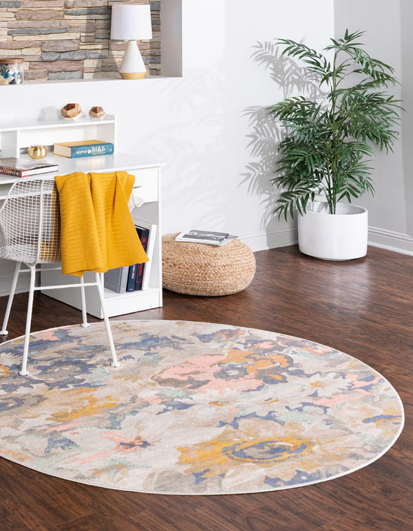 Lagoon Oasis Collection Area Rug - Atoll Round Multi lifestyle 45