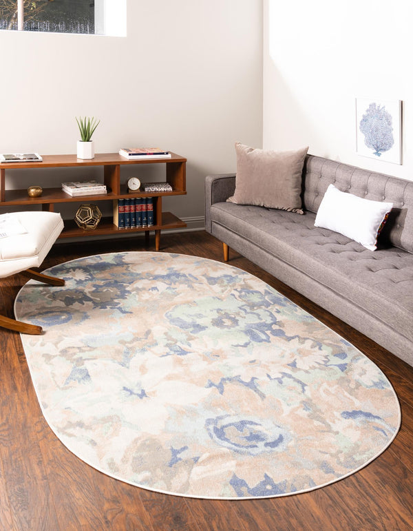 Lagoon Oasis Collection Area Rug - Atoll Oval Blue lifestyle 29