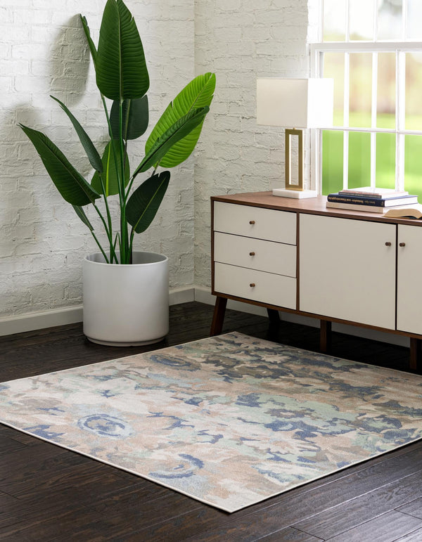Lagoon Oasis Collection Area Rug - Atoll Square Blue lifestyle 36