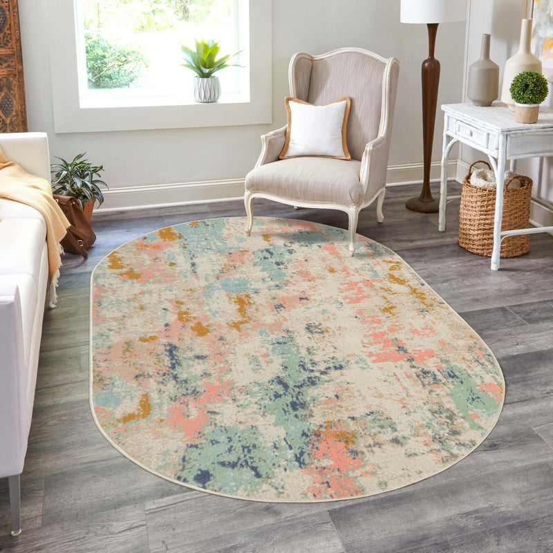 Lagoon Oasis Collection Area Rug - Seagrass Oval Multi lifestyle 90