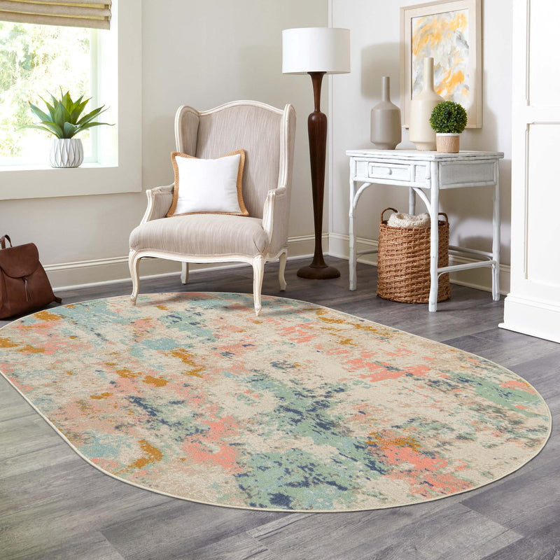 Lagoon Oasis Collection Area Rug - Seagrass Oval Multi lifestyle 95