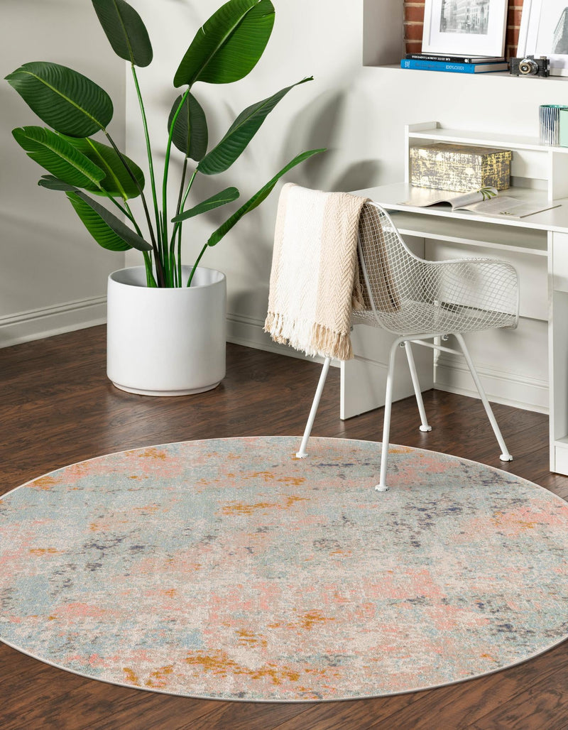 Lagoon Oasis Collection Area Rug - Seagrass Round Multi lifestyle 41