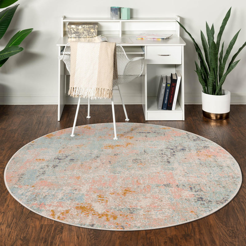 Lagoon Oasis Collection Area Rug - Seagrass Round Multi lifestyle 91