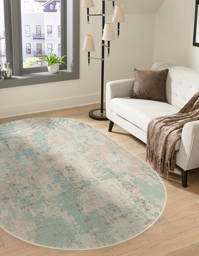 Lagoon Oasis Collection Area Rug - Seagrass Oval Teal lifestyle 30