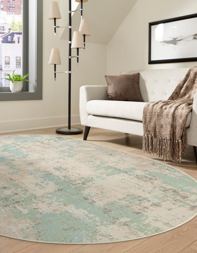 Lagoon Oasis Collection Area Rug - Seagrass Oval Teal lifestyle 36