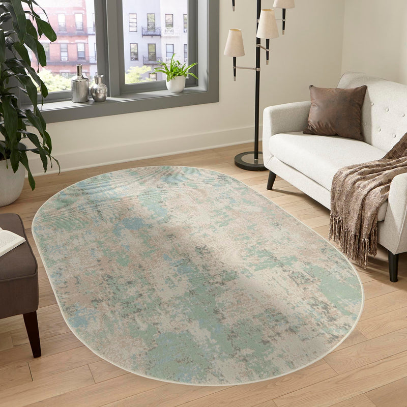 Lagoon Oasis Collection Area Rug - Seagrass Oval Teal lifestyle 87