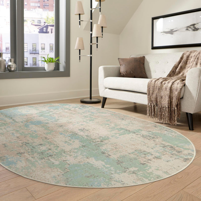 Lagoon Oasis Collection Area Rug - Seagrass Oval Teal lifestyle 92