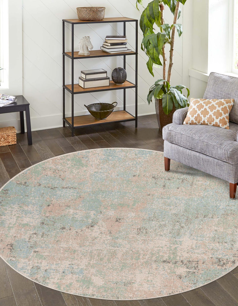 Lagoon Oasis Collection Area Rug - Seagrass Round Teal lifestyle 32