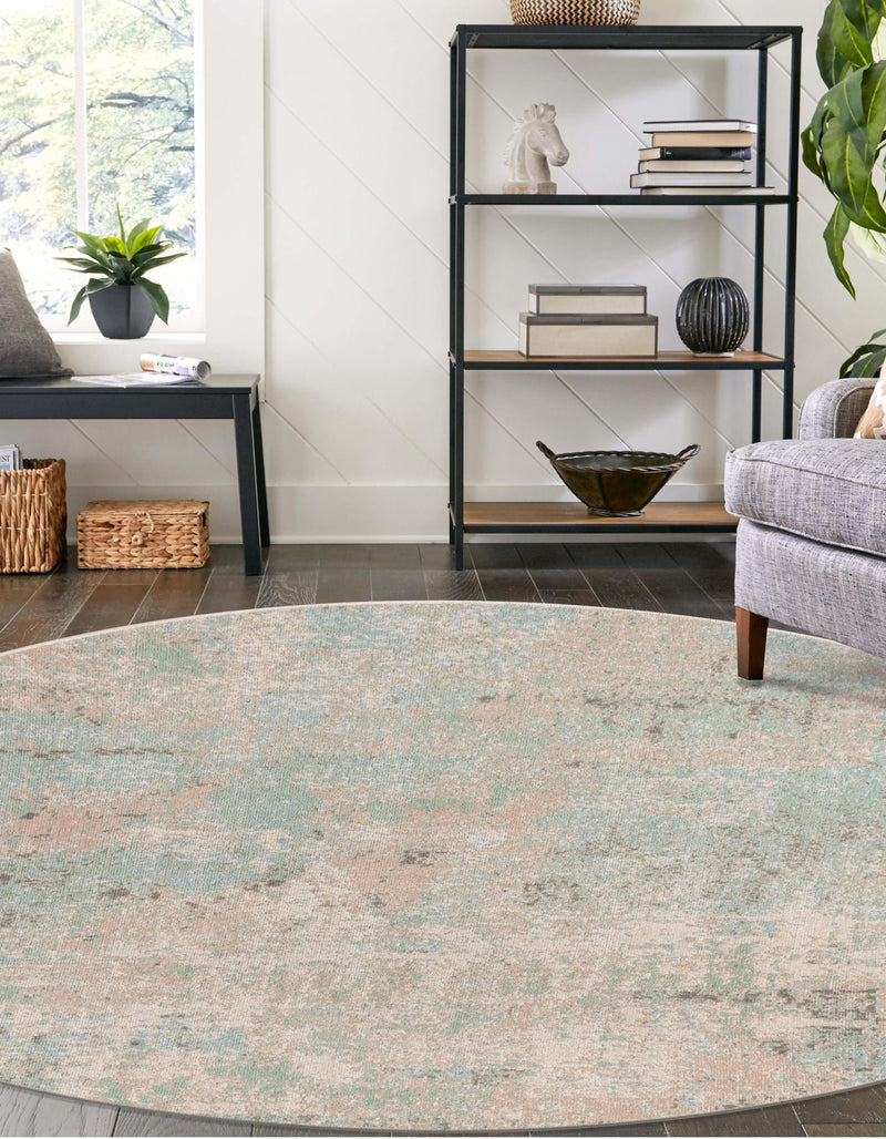 Lagoon Oasis Collection Area Rug - Seagrass Round Teal lifestyle 38