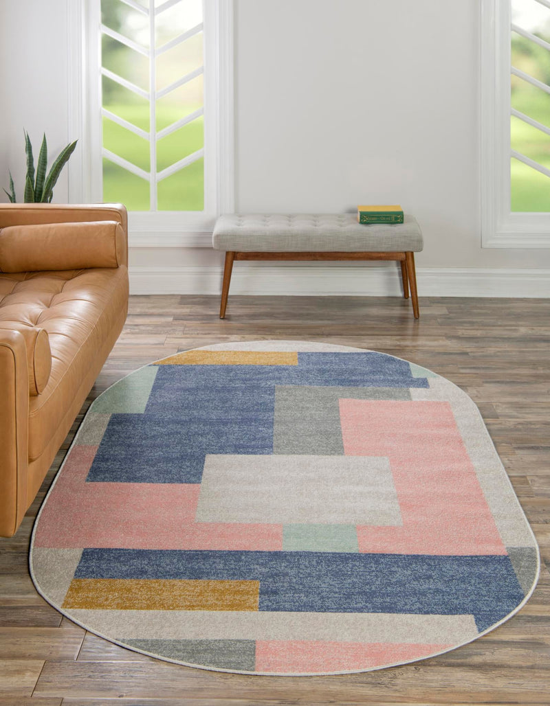 Lagoon Oasis Collection Area Rug - Driftwood Oval Multi lifestyle 21