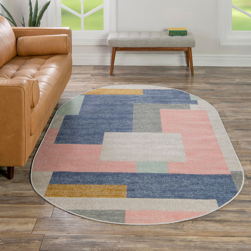 Lagoon Oasis Collection Area Rug - Driftwood Oval Multi lifestyle 69