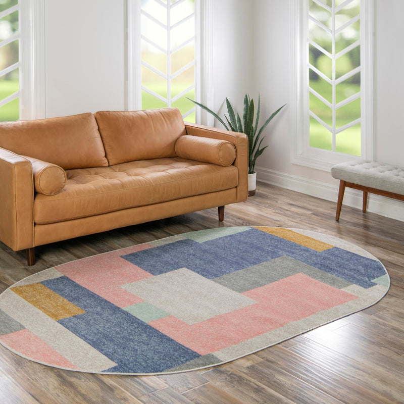 Lagoon Oasis Collection Area Rug - Driftwood Oval Multi lifestyle 72