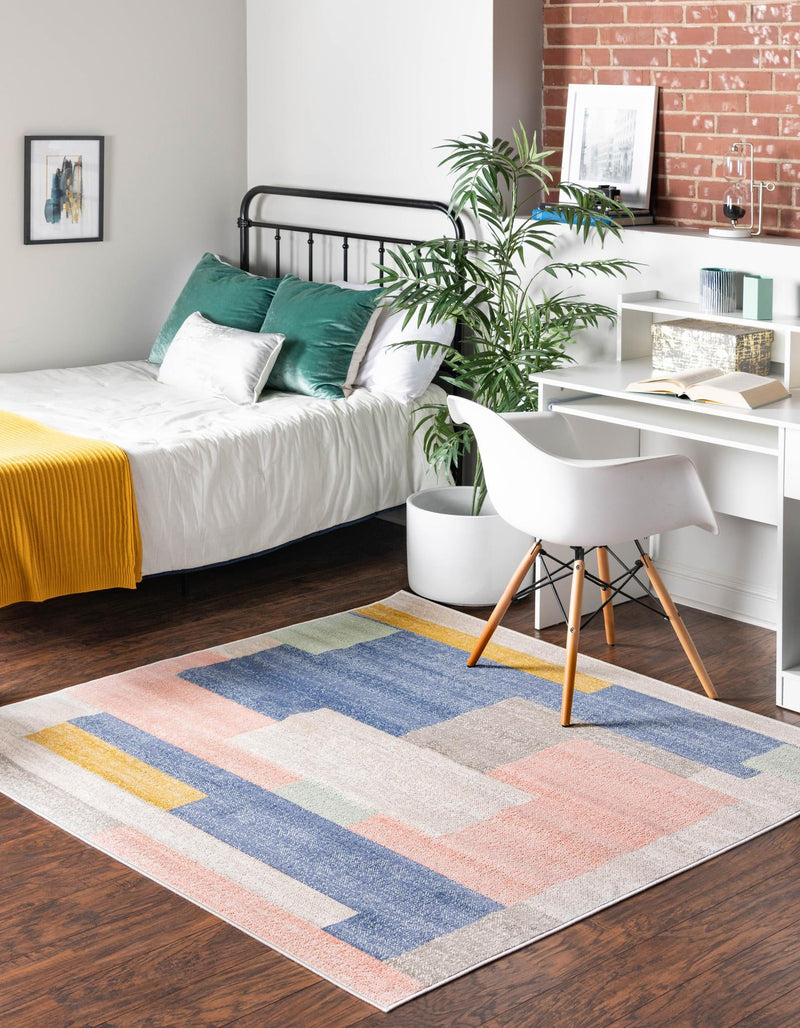 Lagoon Oasis Collection Area Rug - Driftwood Square Multi lifestyle 26