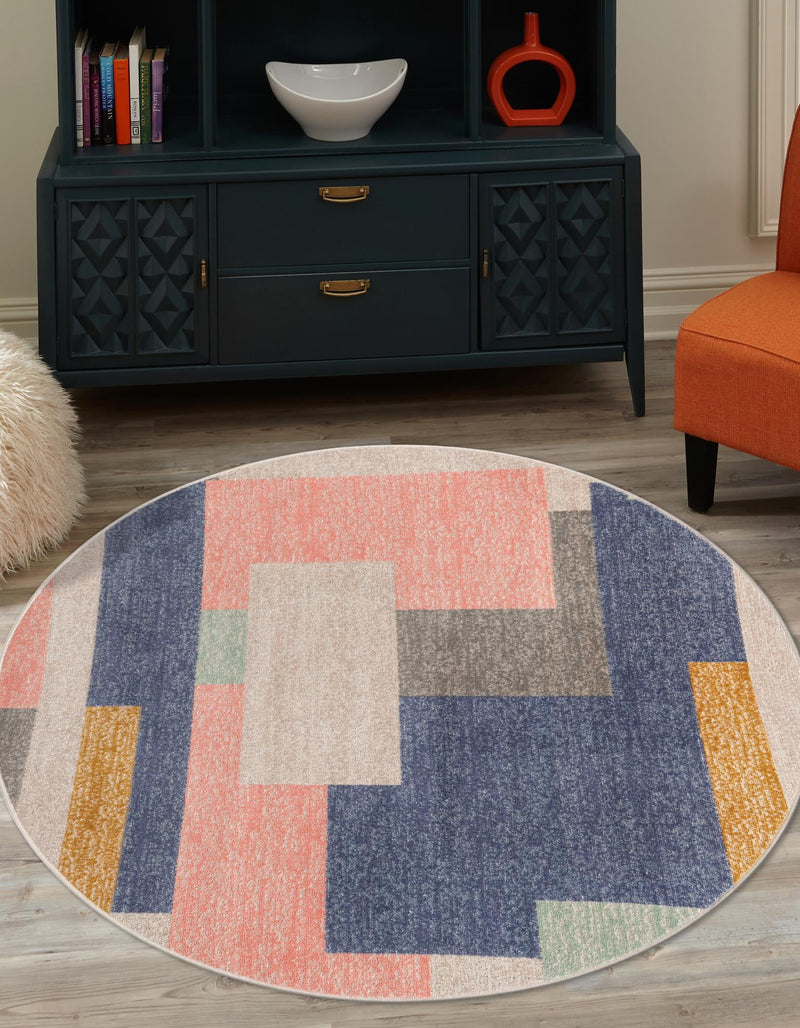 Lagoon Oasis Collection Area Rug - Driftwood Round Multi lifestyle 23