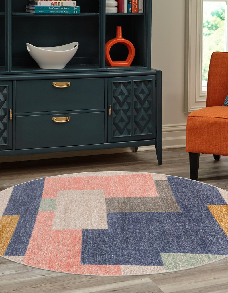 Lagoon Oasis Collection Area Rug - Driftwood Round Multi lifestyle 27