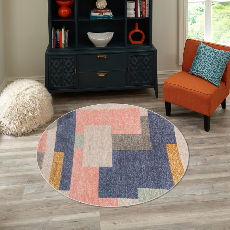 Lagoon Oasis Collection Area Rug - Driftwood Round Multi lifestyle 70