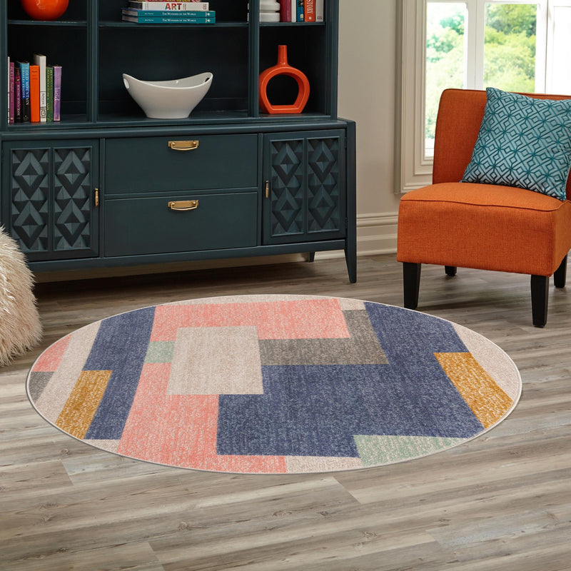 Lagoon Oasis Collection Area Rug - Driftwood Round Multi lifestyle 73