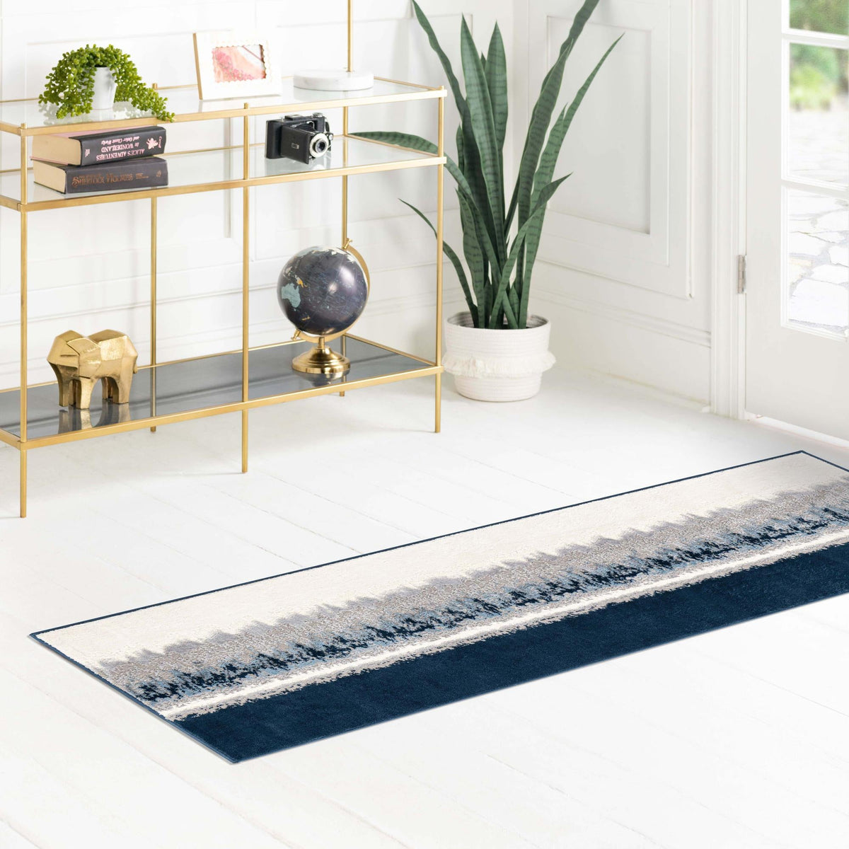 Verona Elegance Collection Area Rug - Malcesine Runner Navy Blue lifestyle 29