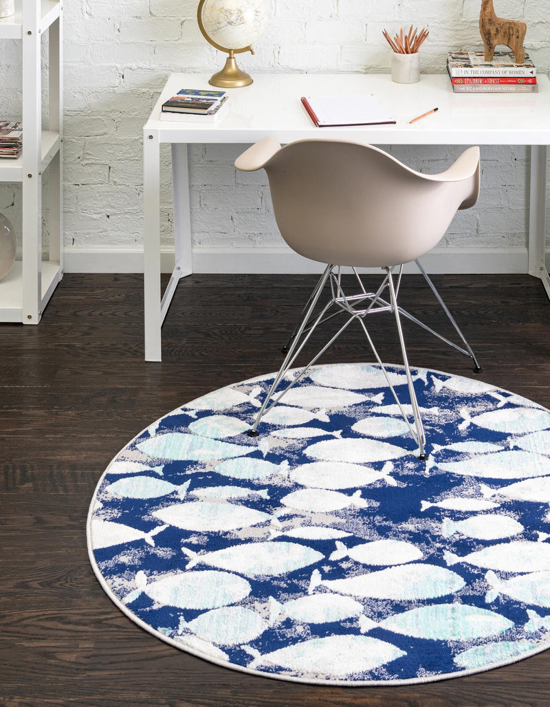 Atlantis Oasis Collection Area Rug - Lagoon Round Blue lifestyle 11
