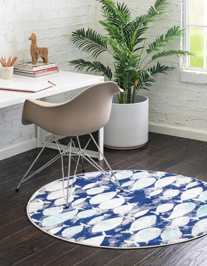 Atlantis Oasis Collection Area Rug - Lagoon Round Blue lifestyle 13