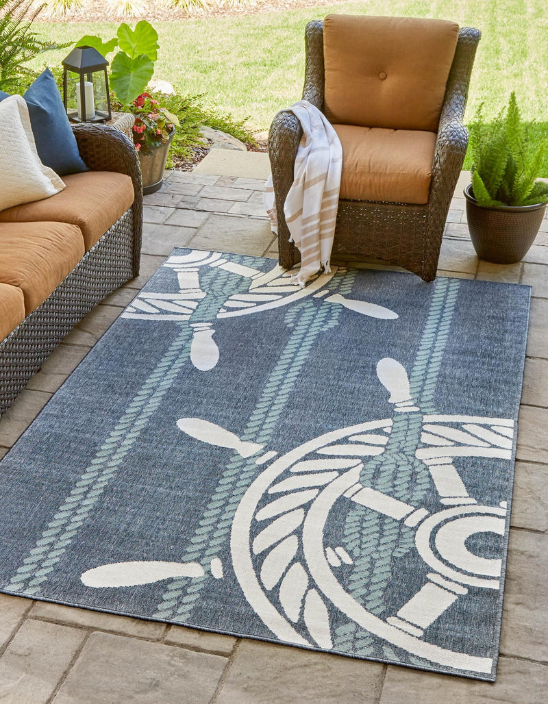 Seaside Haven Rugs Collection Area Rug - Harbor Rectangle Navy Blue lifestyle 2