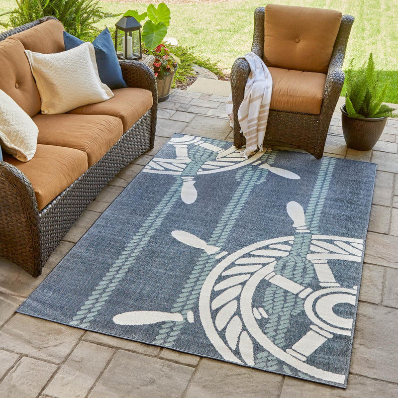 Seaside Haven Rugs Collection Area Rug - Harbor Rectangle Navy Blue lifestyle 9