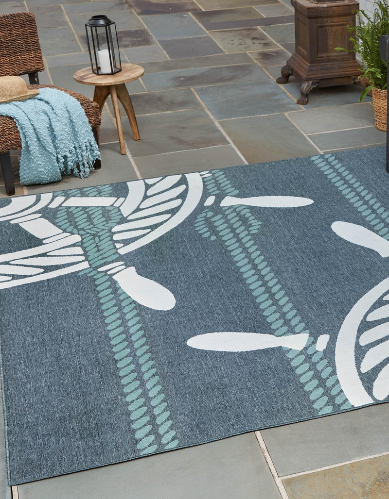 Seaside Haven Rugs Collection Area Rug - Harbor Square Navy Blue lifestyle 14