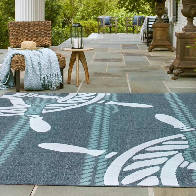 Seaside Haven Rugs Collection Area Rug - Harbor Square Navy Blue lifestyle 36