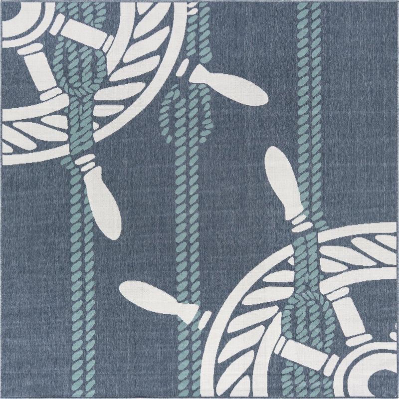 Seaside Haven Rugs Collection Area Rug - Harbor Square Navy Blue lifestyle 11