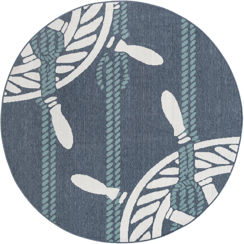 Seaside Haven Rugs Collection Area Rug - Harbor Round Navy Blue lifestyle 12