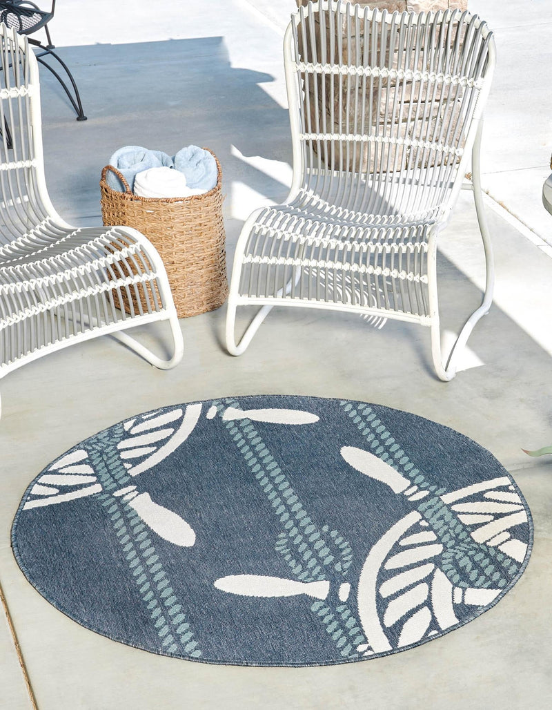 Seaside Haven Rugs Collection Area Rug - Harbor Round Navy Blue lifestyle 15