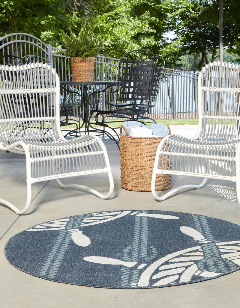 Seaside Haven Rugs Collection Area Rug - Harbor Round Navy Blue lifestyle 18