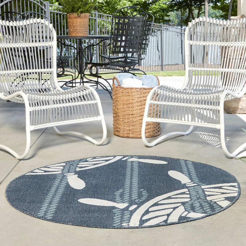 Seaside Haven Rugs Collection Area Rug - Harbor Round Navy Blue lifestyle 37