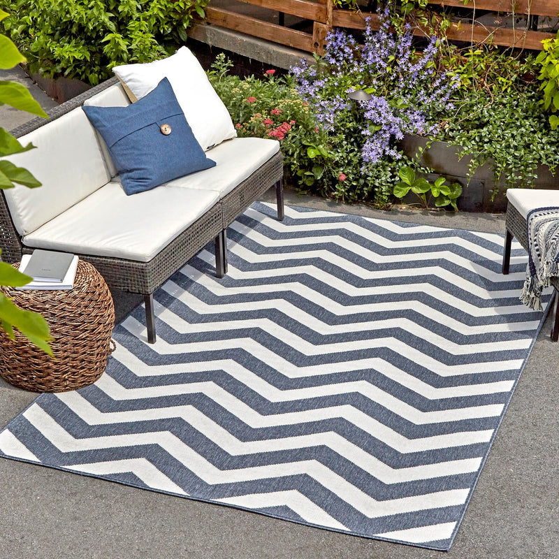 Seaside Haven Rugs Collection Area Rug - Seafarer Rectangle Navy Blue lifestyle 23