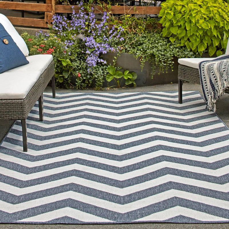 Seaside Haven Rugs Collection Area Rug - Seafarer Rectangle Navy Blue lifestyle 25