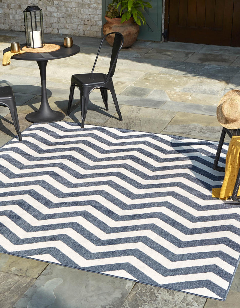 Seaside Haven Rugs Collection Area Rug - Seafarer Square Navy Blue lifestyle 33