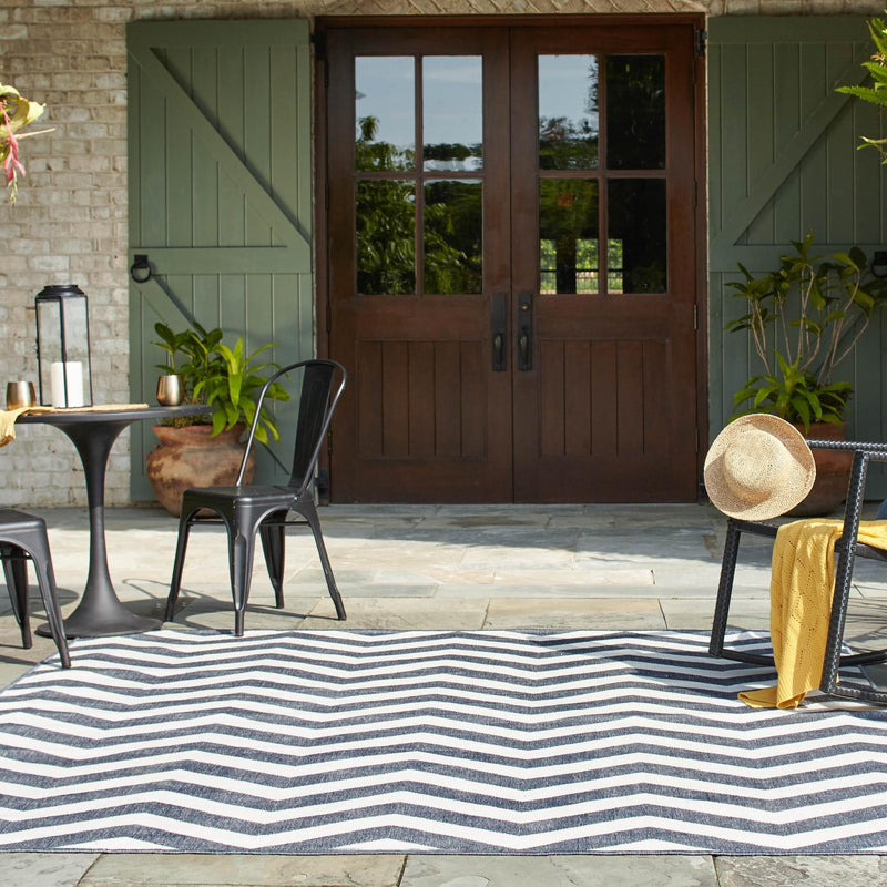 Seaside Haven Rugs Collection Area Rug - Seafarer Square Navy Blue lifestyle 55