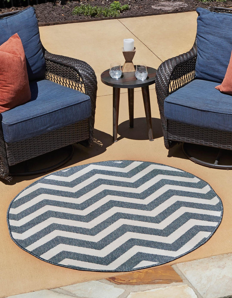 Seaside Haven Rugs Collection Area Rug - Seafarer Round Navy Blue lifestyle 30