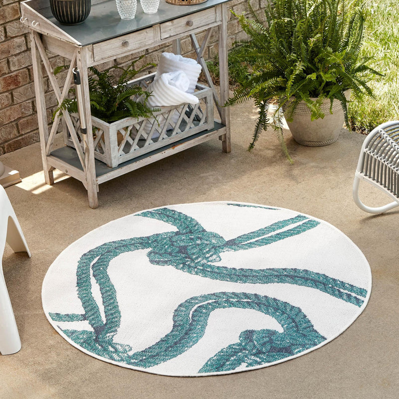 Seaside Haven Rugs Collection Area Rug - Boardwalk Round Ivory lifestyle 48