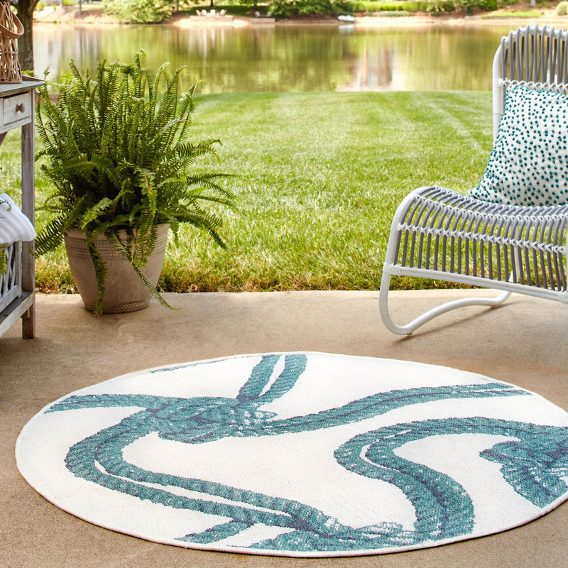 Seaside Haven Rugs Collection Area Rug - Boardwalk Round Ivory lifestyle 51