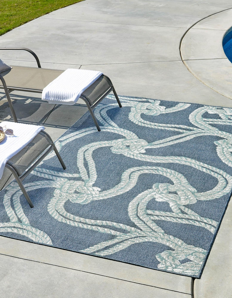 Seaside Haven Rugs Collection Area Rug - Boardwalk Rectangle Navy Blue lifestyle 3