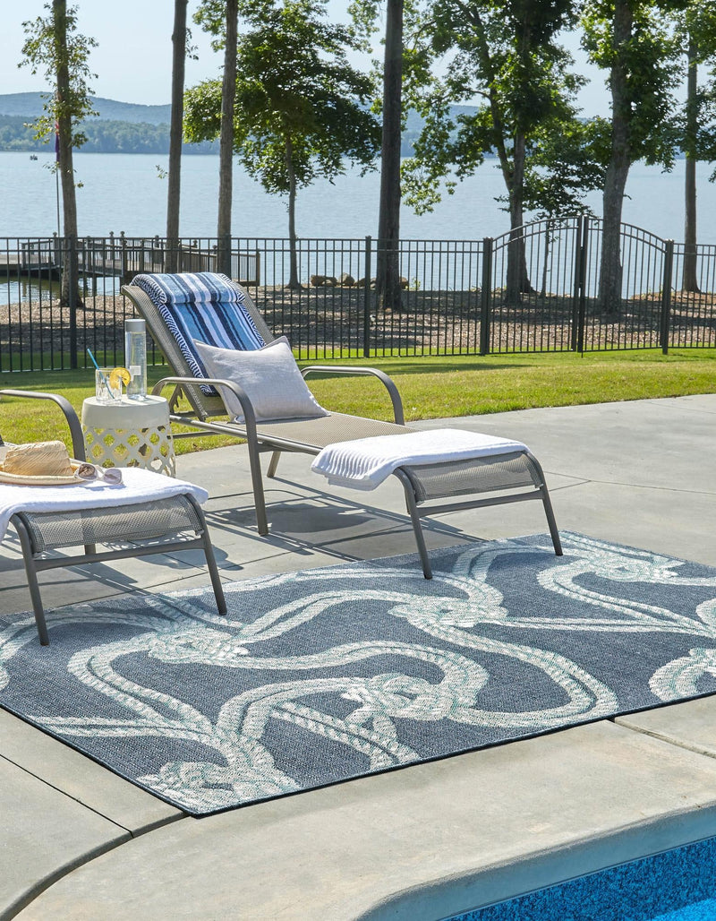 Seaside Haven Rugs Collection Area Rug - Boardwalk Rectangle Navy Blue lifestyle 5