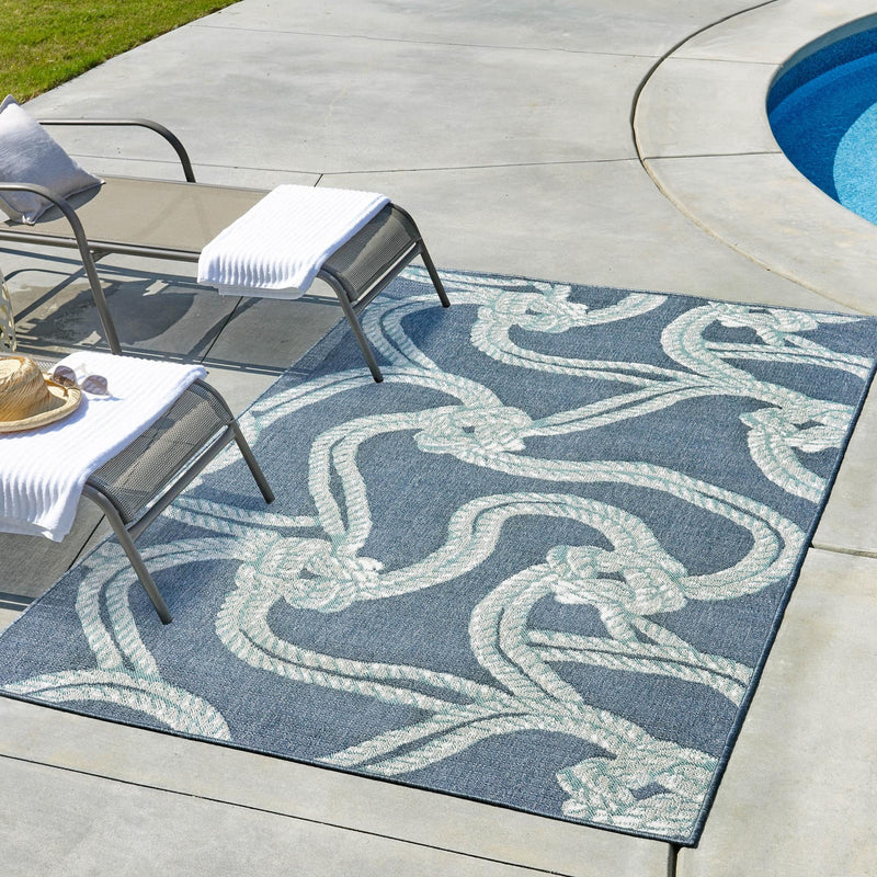 Seaside Haven Rugs Collection Area Rug - Boardwalk Rectangle Navy Blue lifestyle 13